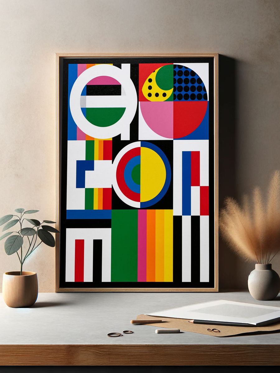 Geometric Color Blocks Abstract Poster. — room view 2