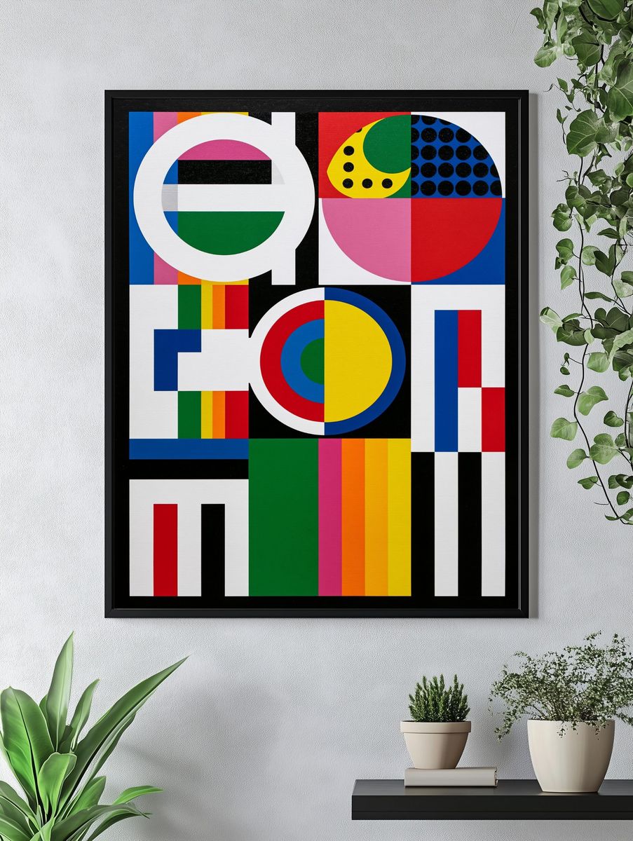 Geometric Color Blocks Abstract Poster. — room view 4