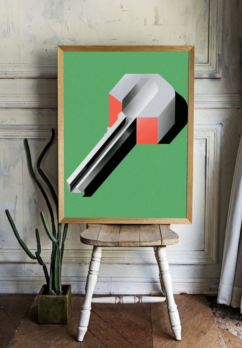 Geometric Key Abstract Poster. room preview