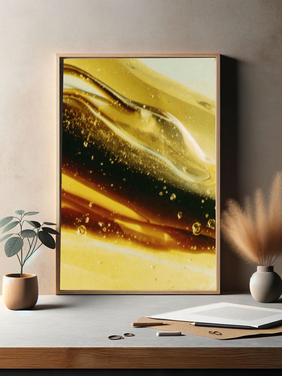 Golden Liquid Abstract Poster. — room view 2