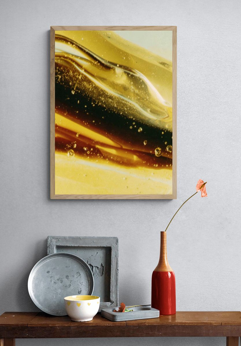 Golden Liquid Abstract Poster. — room view 3