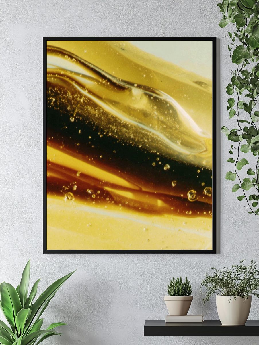 Golden Liquid Abstract Poster. — room view 4