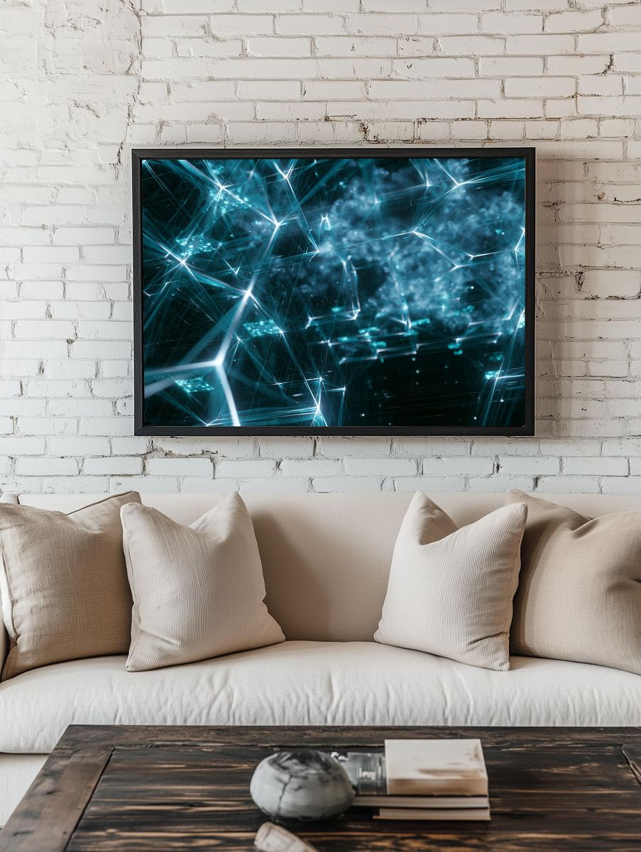 Neon Network Abstract Poster. room preview