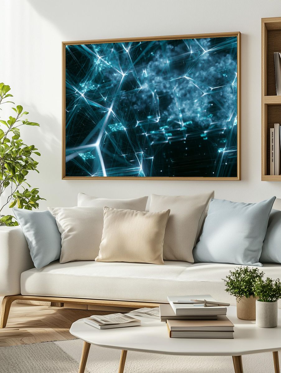 Neon Network Abstract Poster. — room view 2