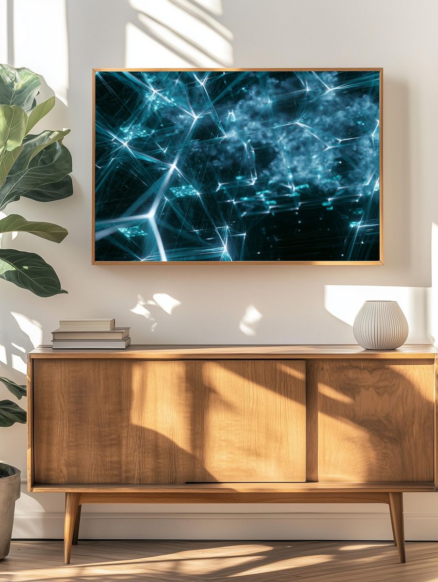 Neon Network Abstract Poster. — room view 3
