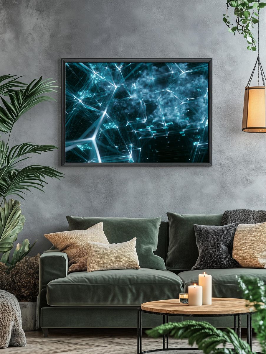 Neon Network Abstract Poster. — room view 4