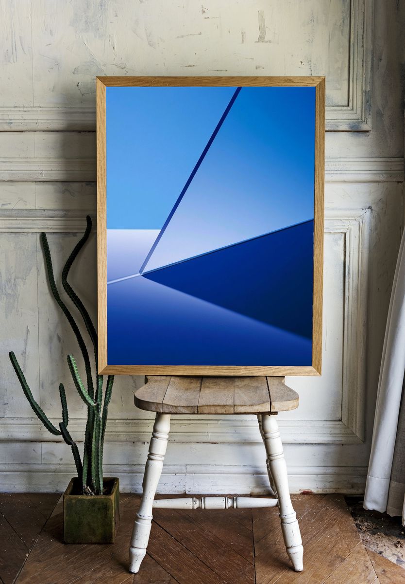 Blue Geometric Abstract Poster. — room view 1