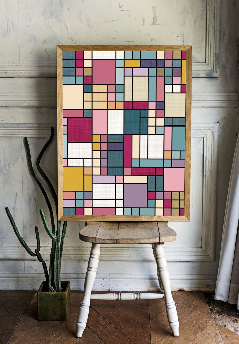 Color Block Grid Abstract Poster. room preview