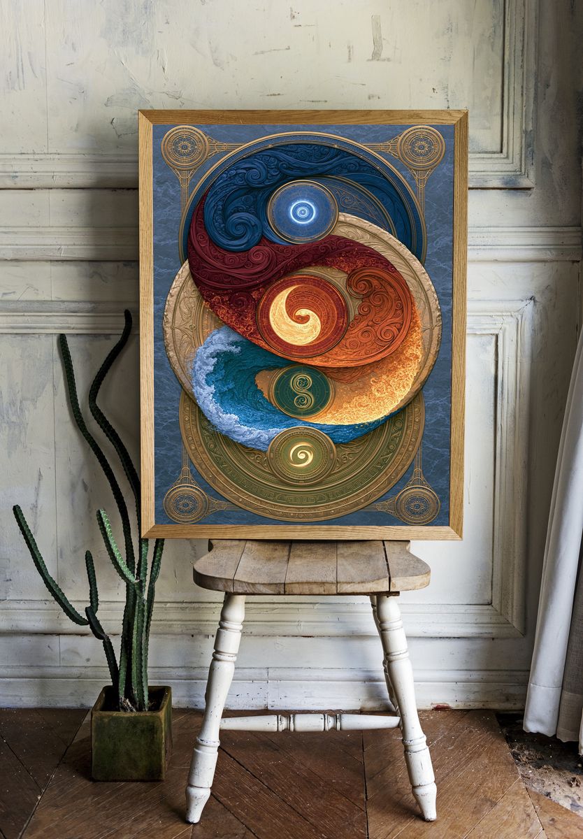 Yin Yang Cosmic Swirl Poster. room preview