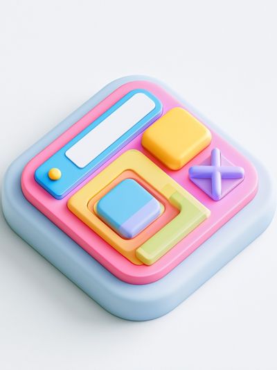 Pastel 3D Geometric Abstract Poster.