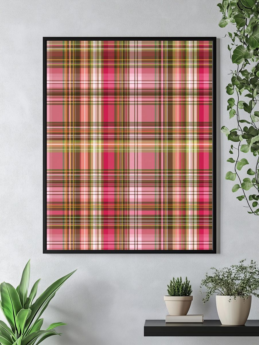 Pink Tartan Abstract Poster. — room view 4