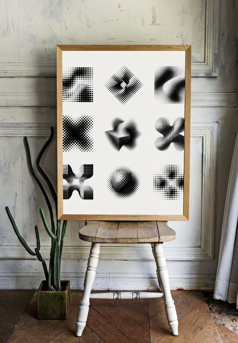 Halftone Geometric Abstract Poster. room preview