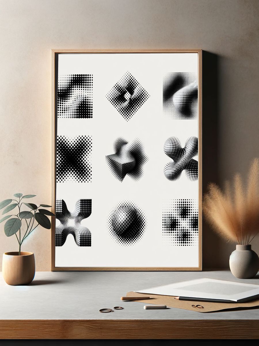 Halftone Geometric Abstract Poster. — room view 2
