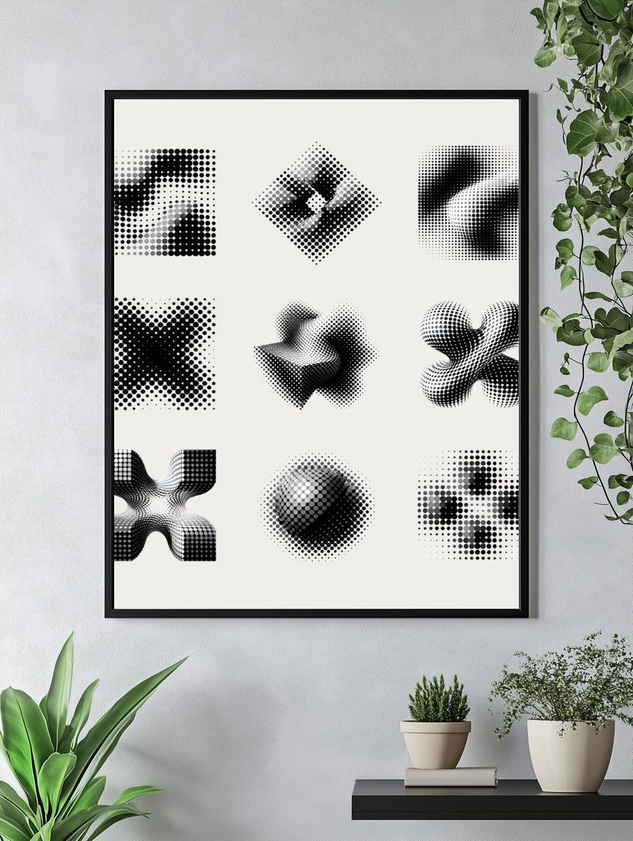 Halftone Geometric Abstract Poster. — room view 4
