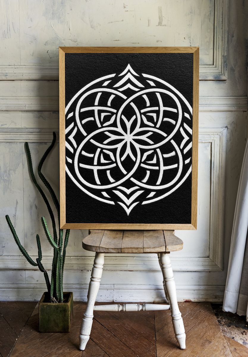 Celtic Knot Mandala Black-White Poster. — room view 1