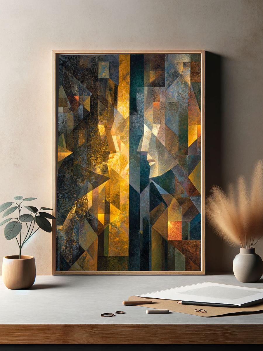 Geometric Light Abstract Poster. — room view 2