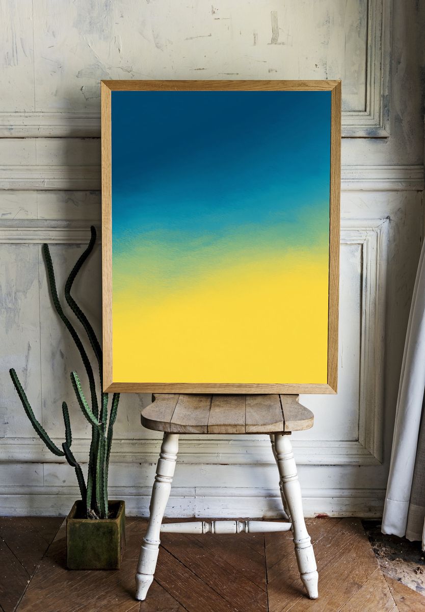 Blue Yellow Gradient Abstract Poster. — room view 1