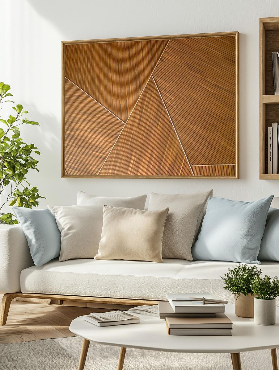 triangle shaped wooden background texture. — room view 2