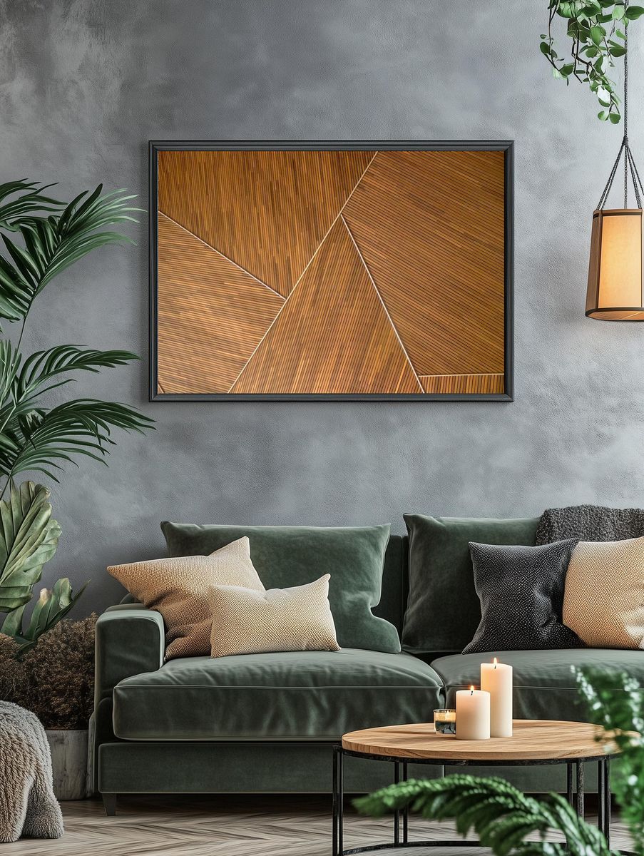 triangle shaped wooden background texture. — room view 4