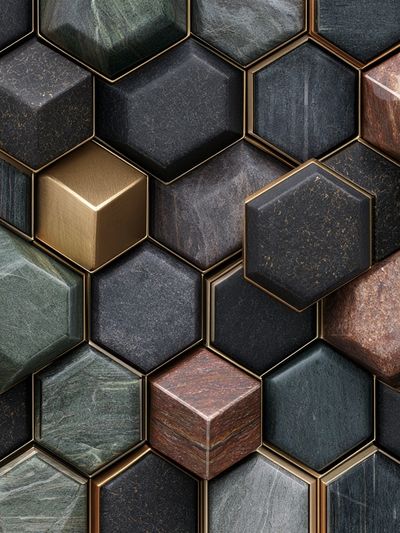 Geometric Hexagon Texture Abstract Poster.