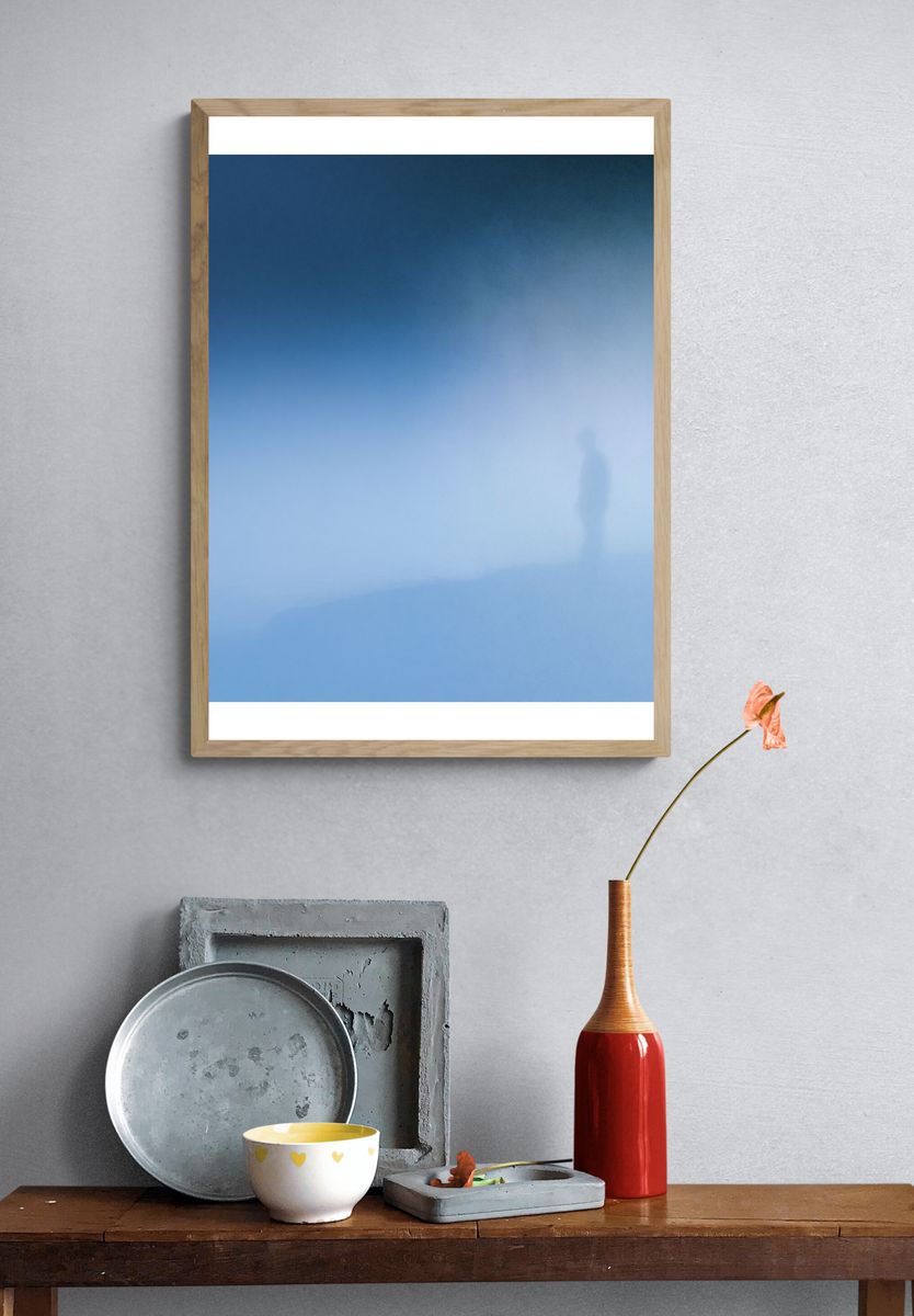 Misty Blue Gradient Abstract Poster. — room view 3