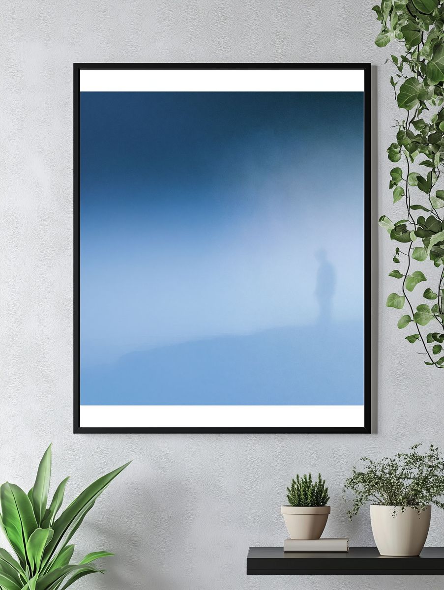Misty Blue Gradient Abstract Poster. — room view 4