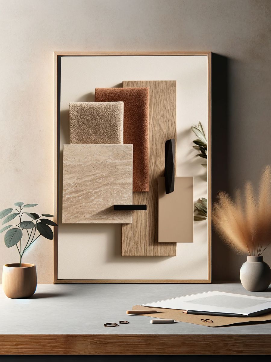 Neutral Geometric Collage Print. — room view 2
