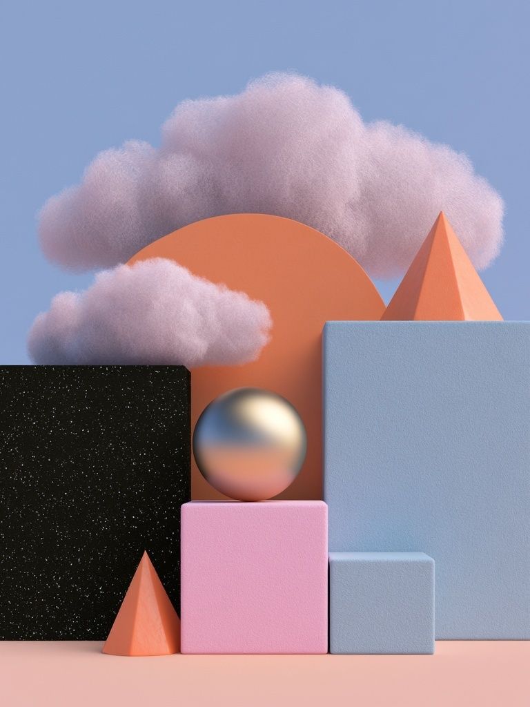 Pastel Geometric Dreamscape Poster. poster — abstract art