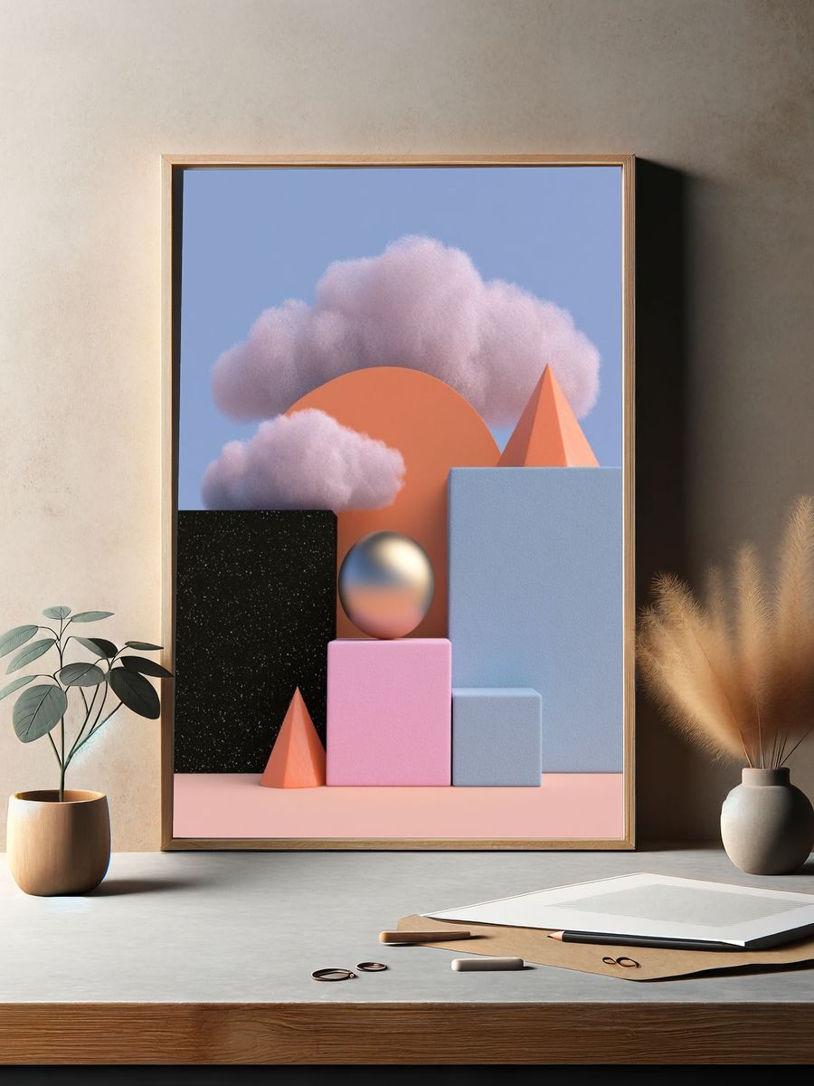 Pastel Geometric Dreamscape Poster. — room view 2