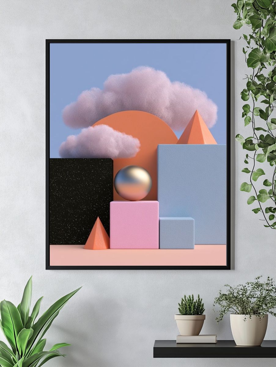 Pastel Geometric Dreamscape Poster. — room view 4