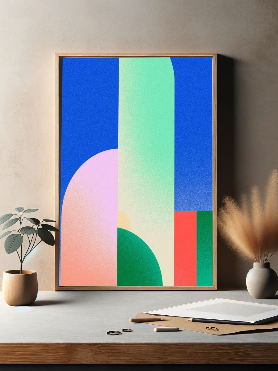 Geometric Color Blocks Poster. — room view 2
