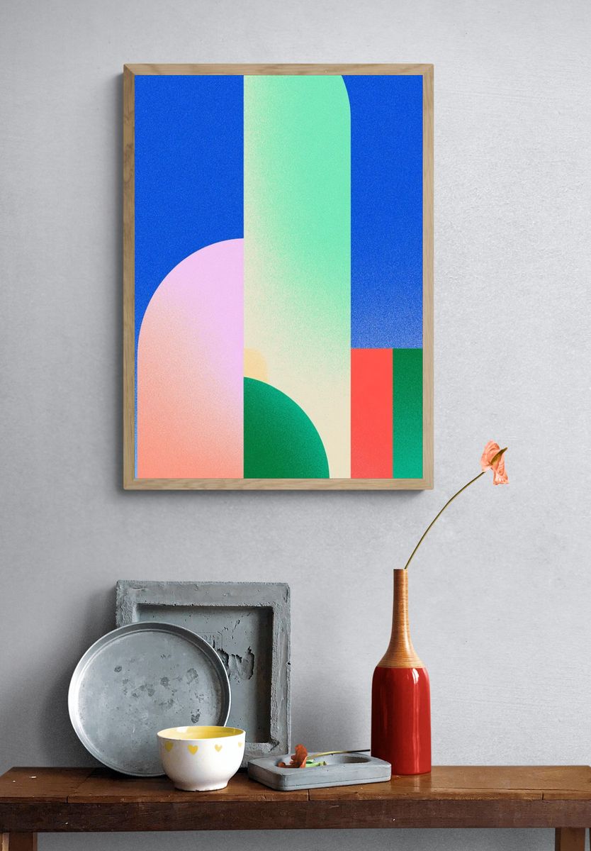 Geometric Color Blocks Poster. — room view 3