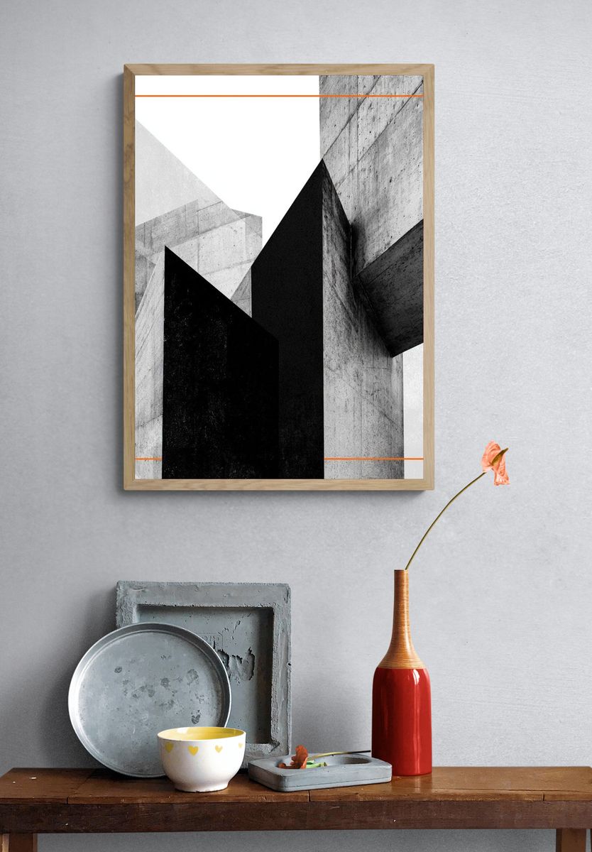 Concrete Geometry Abstract Print. — room view 3