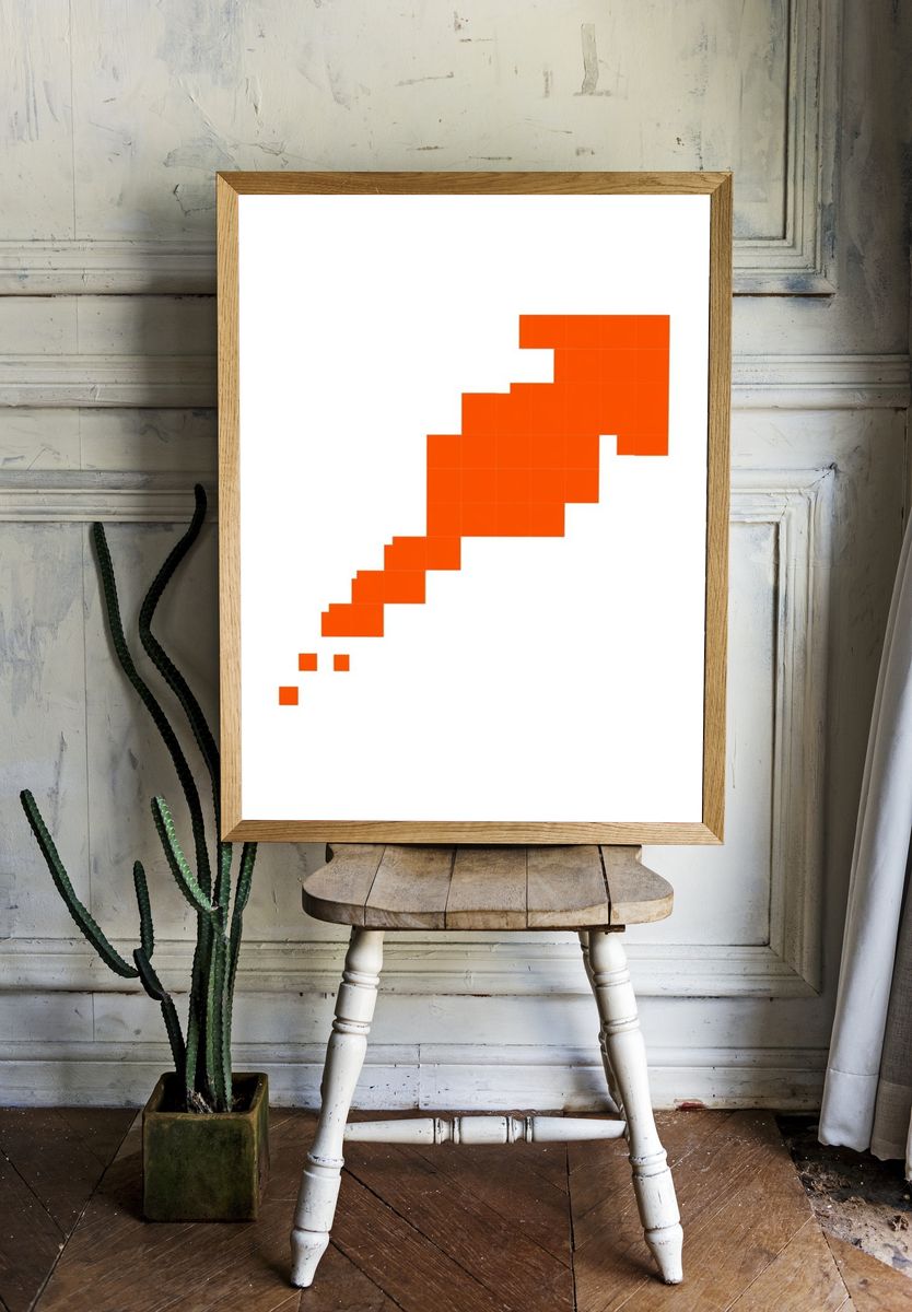 Orange Pixel Staircase Abstract Poster. room preview