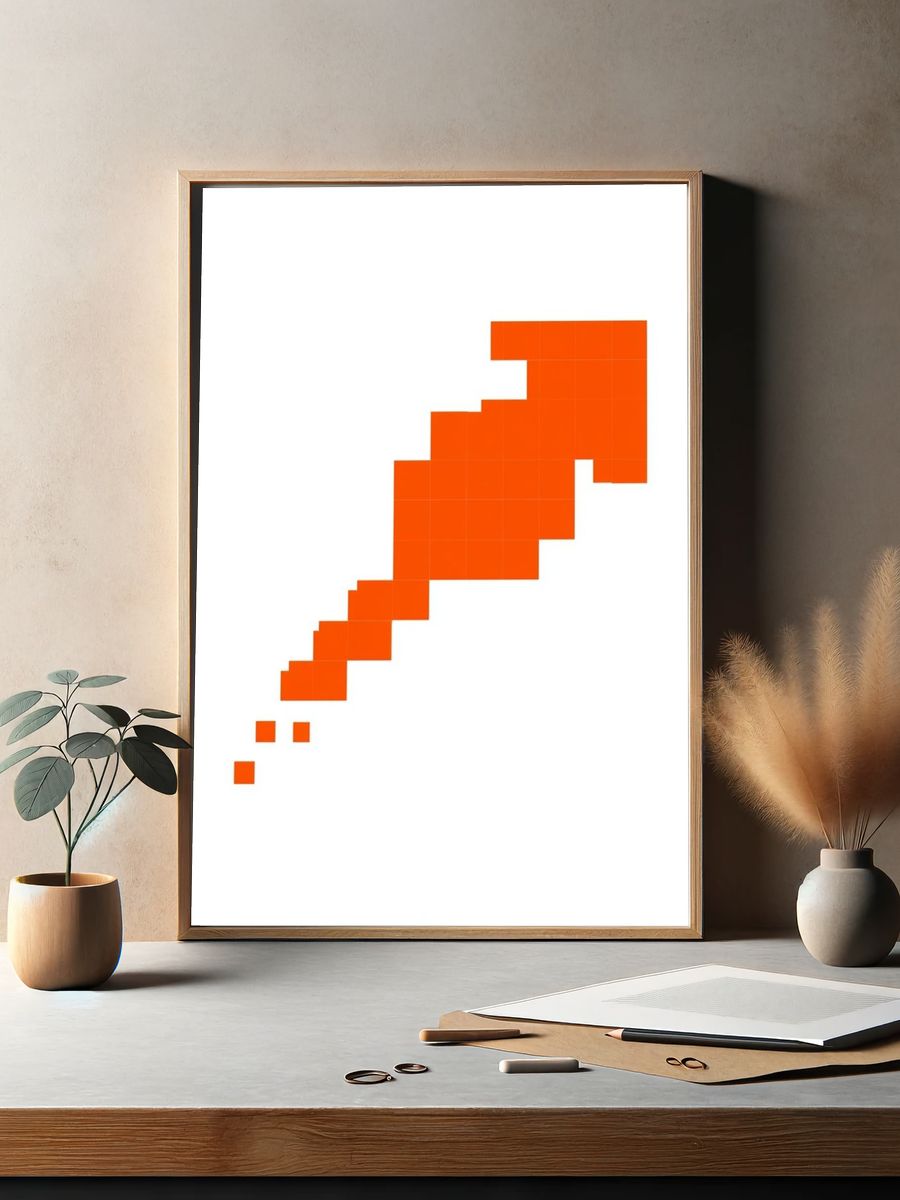 Orange Pixel Staircase Abstract Poster. — room view 2