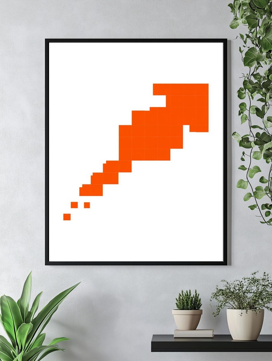 Orange Pixel Staircase Abstract Poster. — room view 4