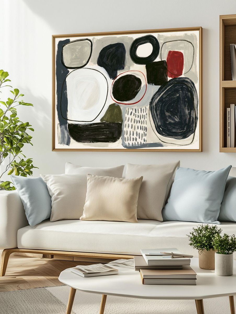 Modern Abstract Shapes Poster. — room view 2