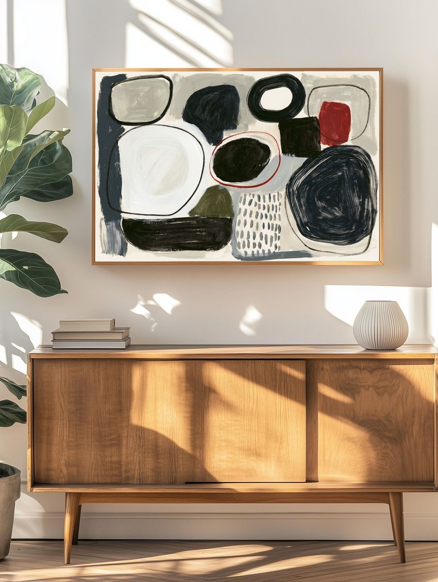 Modern Abstract Shapes Poster. — room view 3