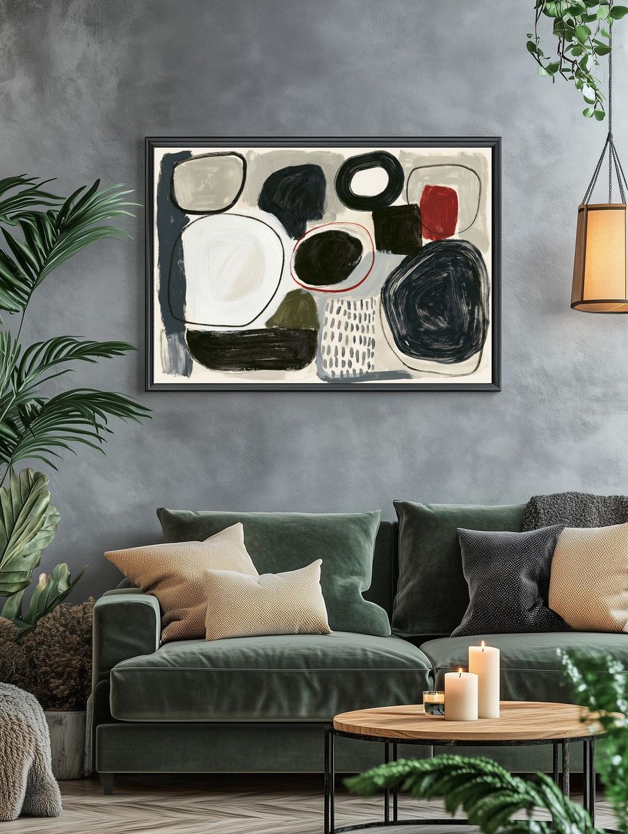 Modern Abstract Shapes Poster. — room view 4