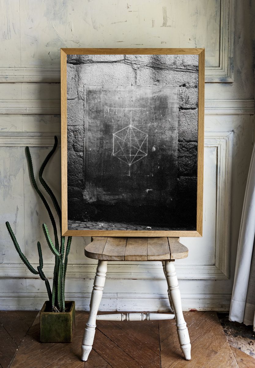 Geometric Chalk Wall Poster. — room view 1