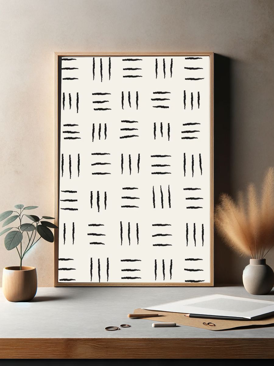 Doodle background, black lined pattern. — room view 2