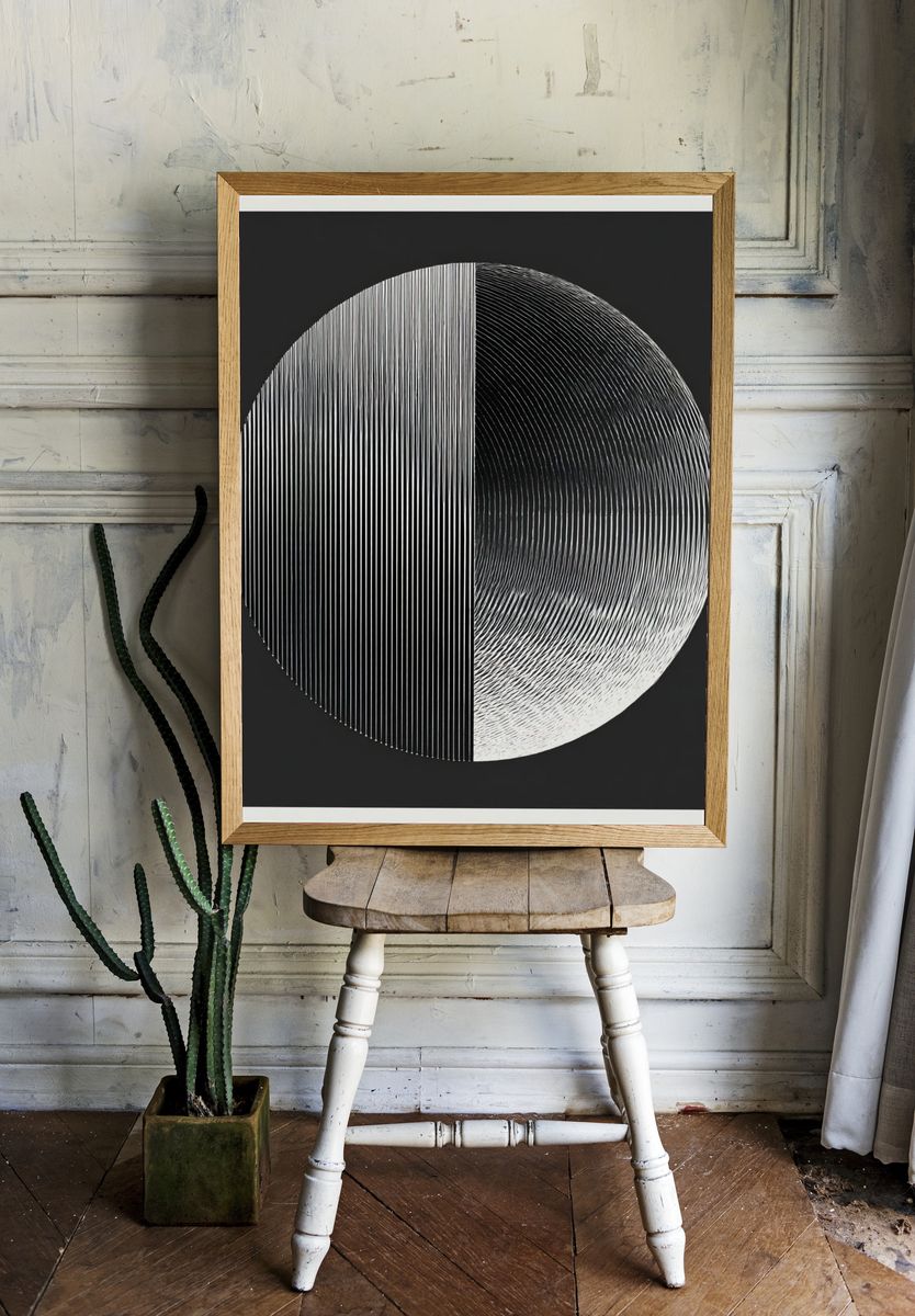 Monochrome Orb Abstract Poster. room preview