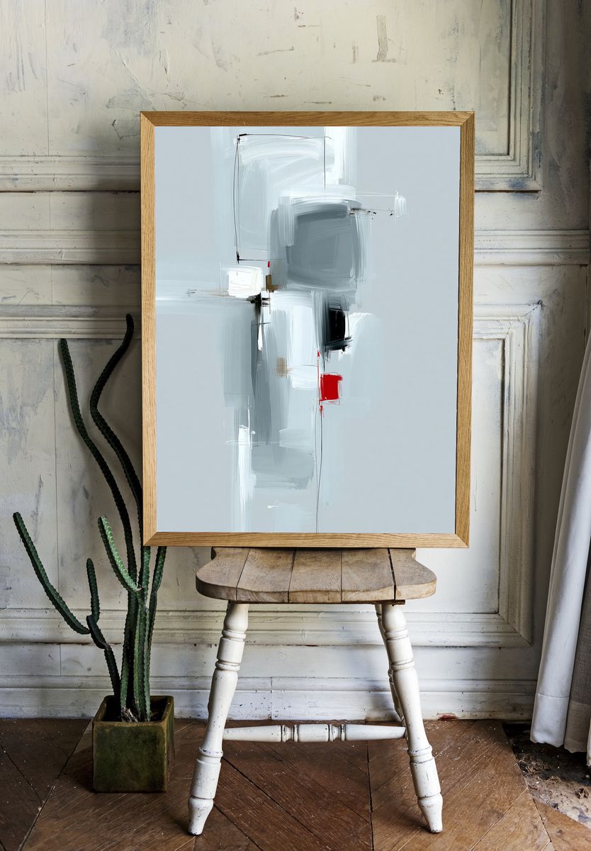 Minimalist Abstract Brushwork Poster. — room view 1