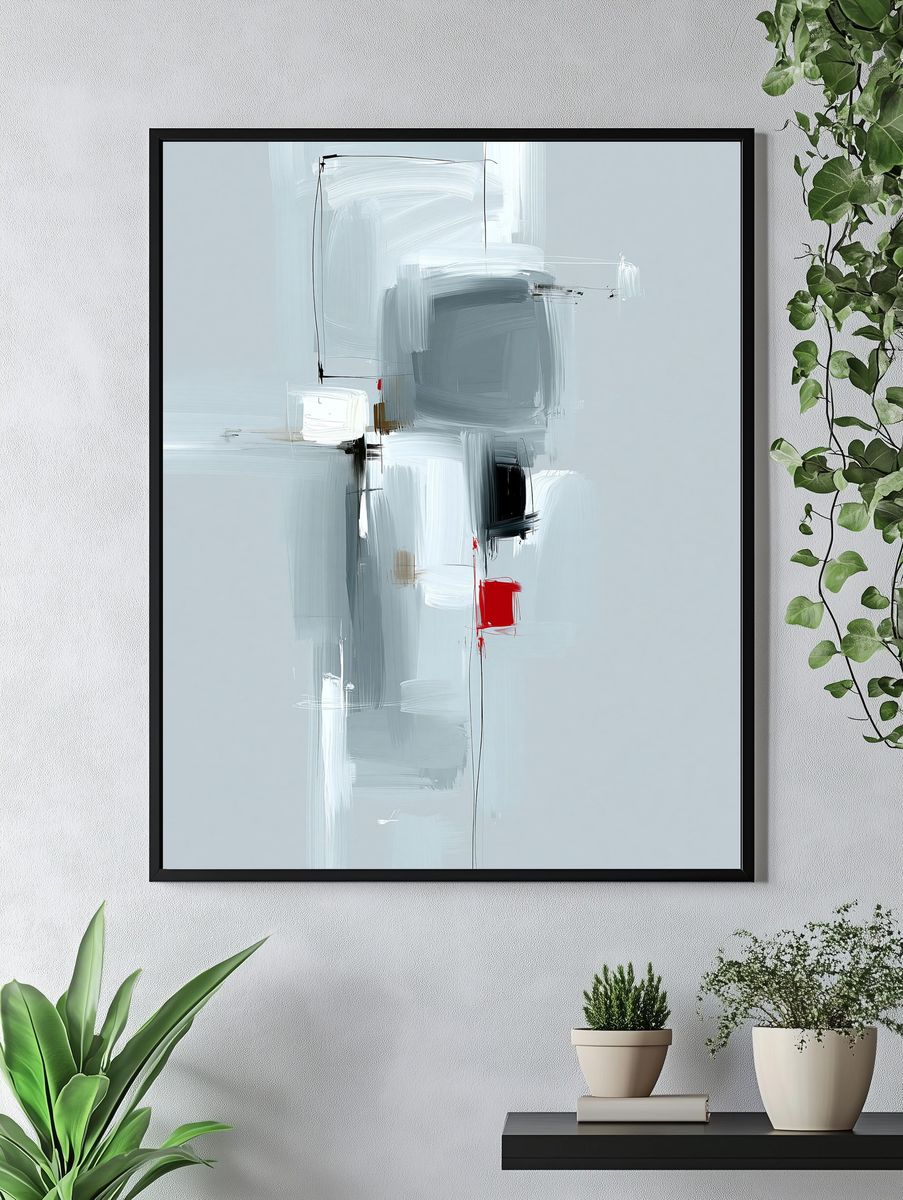 Minimalist Abstract Brushwork Poster. — room view 4