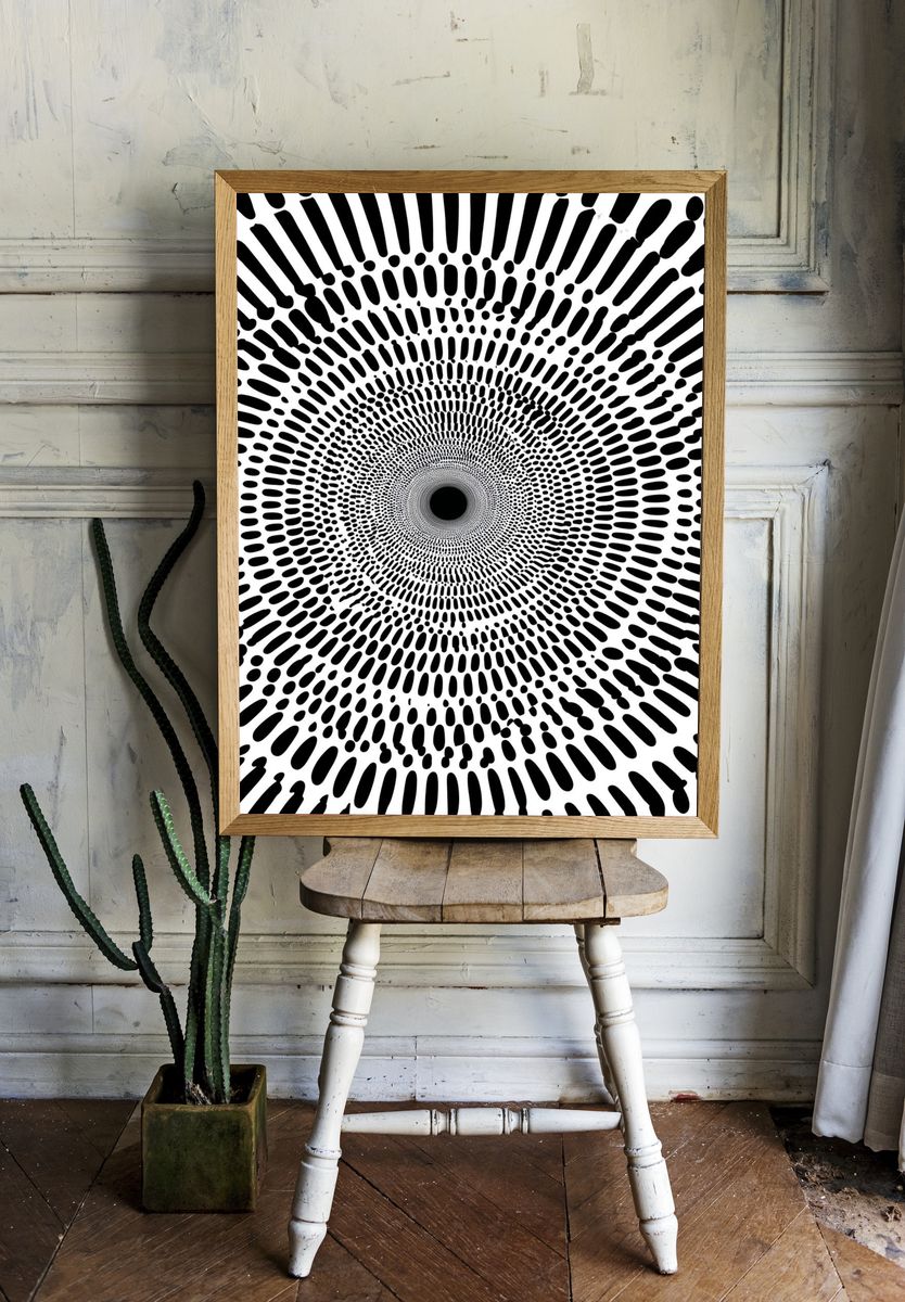 Concentric Dot Tunnel Abstract Poster. room preview