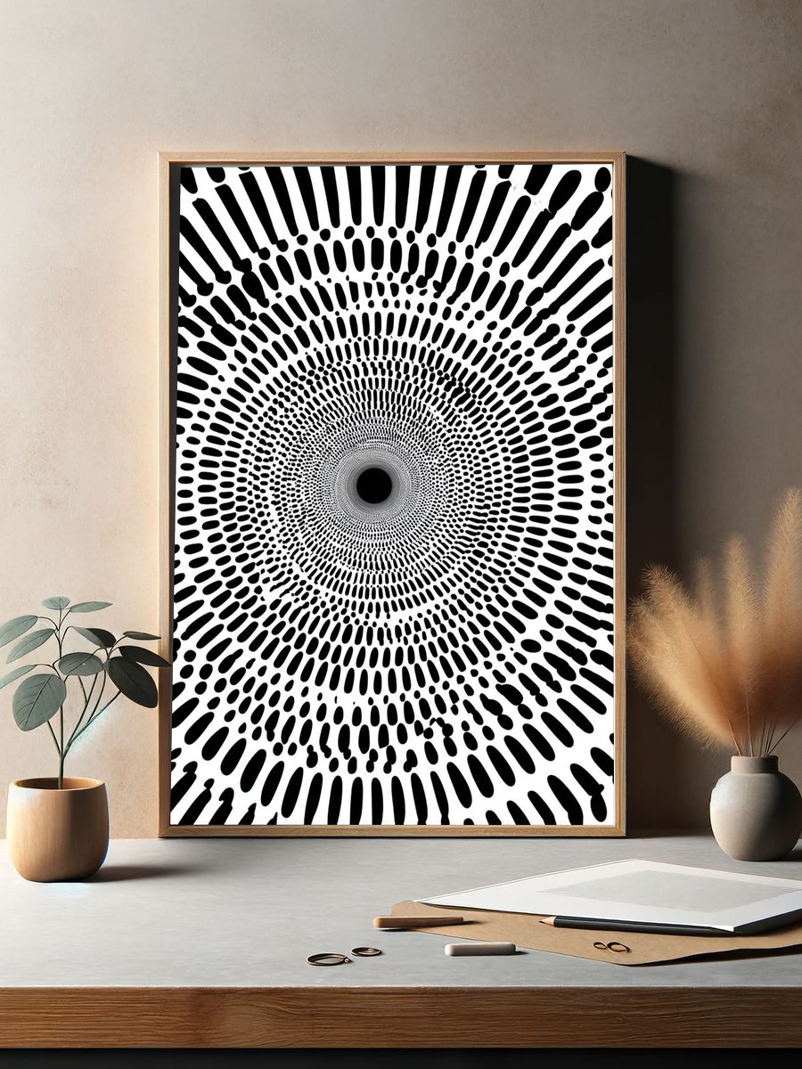 Concentric Dot Tunnel Abstract Poster. — room view 2