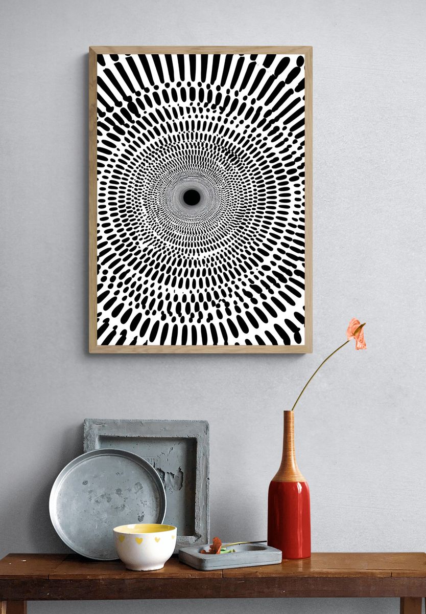 Concentric Dot Tunnel Abstract Poster. — room view 3