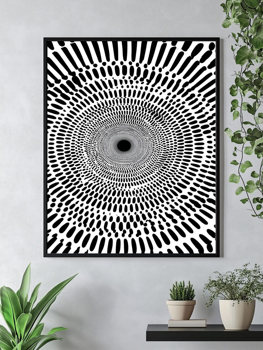 Concentric Dot Tunnel Abstract Poster. — room view 4