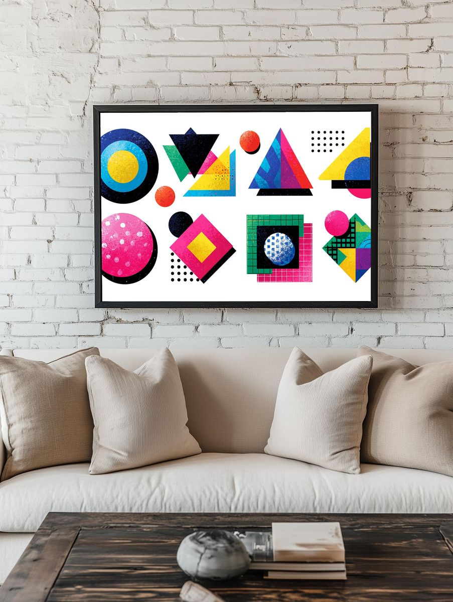 Geometric Color Blocks Abstract Poster. room preview