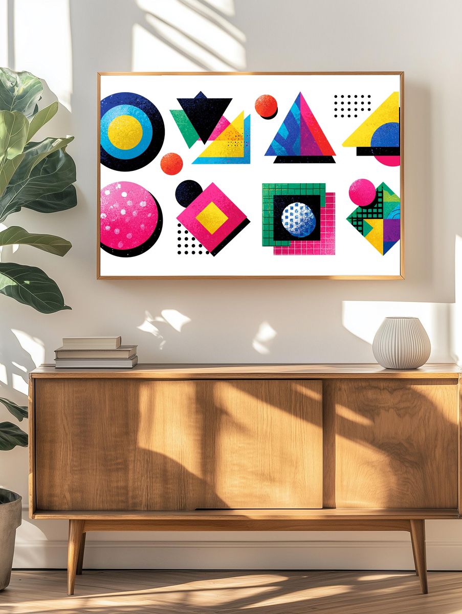 Geometric Color Blocks Abstract Poster. — room view 3